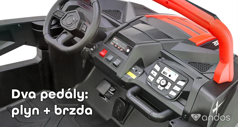 Palubní deska a pedály (plyn a brzda) dětského elektrického autíčka andos Titan PRO 24V