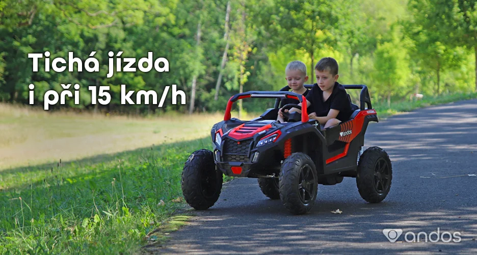 Děti v autíčku andos Titan PRO - tichý bezkartáčový motor 24v/180w, rychlost až 15 km/h