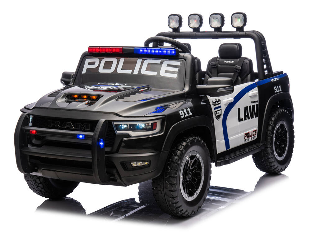 Elektrické autíčko pro 2 děti RAM 1500 RHO 4x4 24V/400W Policie