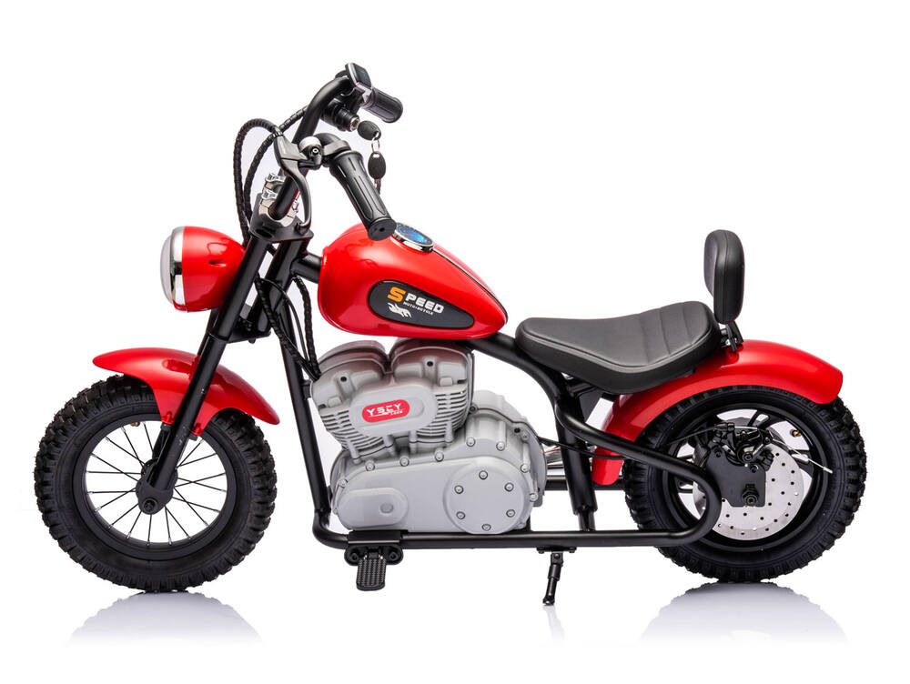 Dětská elektrická motorka chopper andos® Bandit s tichým motorem 24v/250w, červená