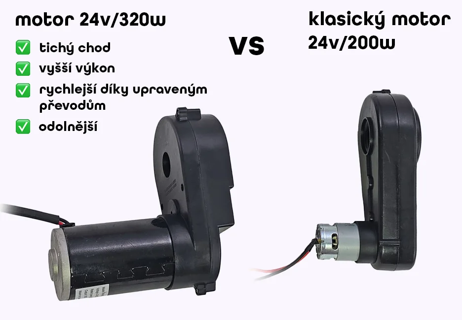 Elektrické autíčko Can-Am Maverick - srovnání motoru 24v 320w vs. 200w